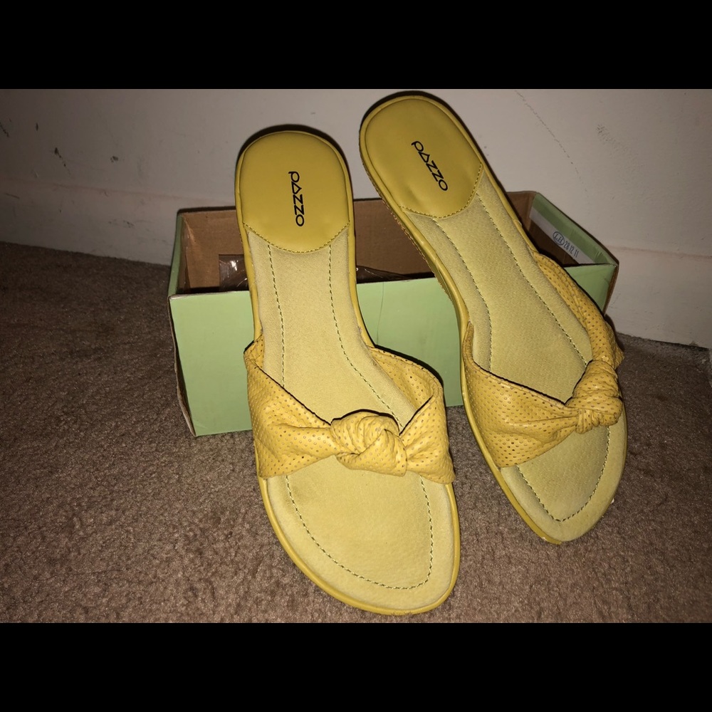 Yellow leather slippers